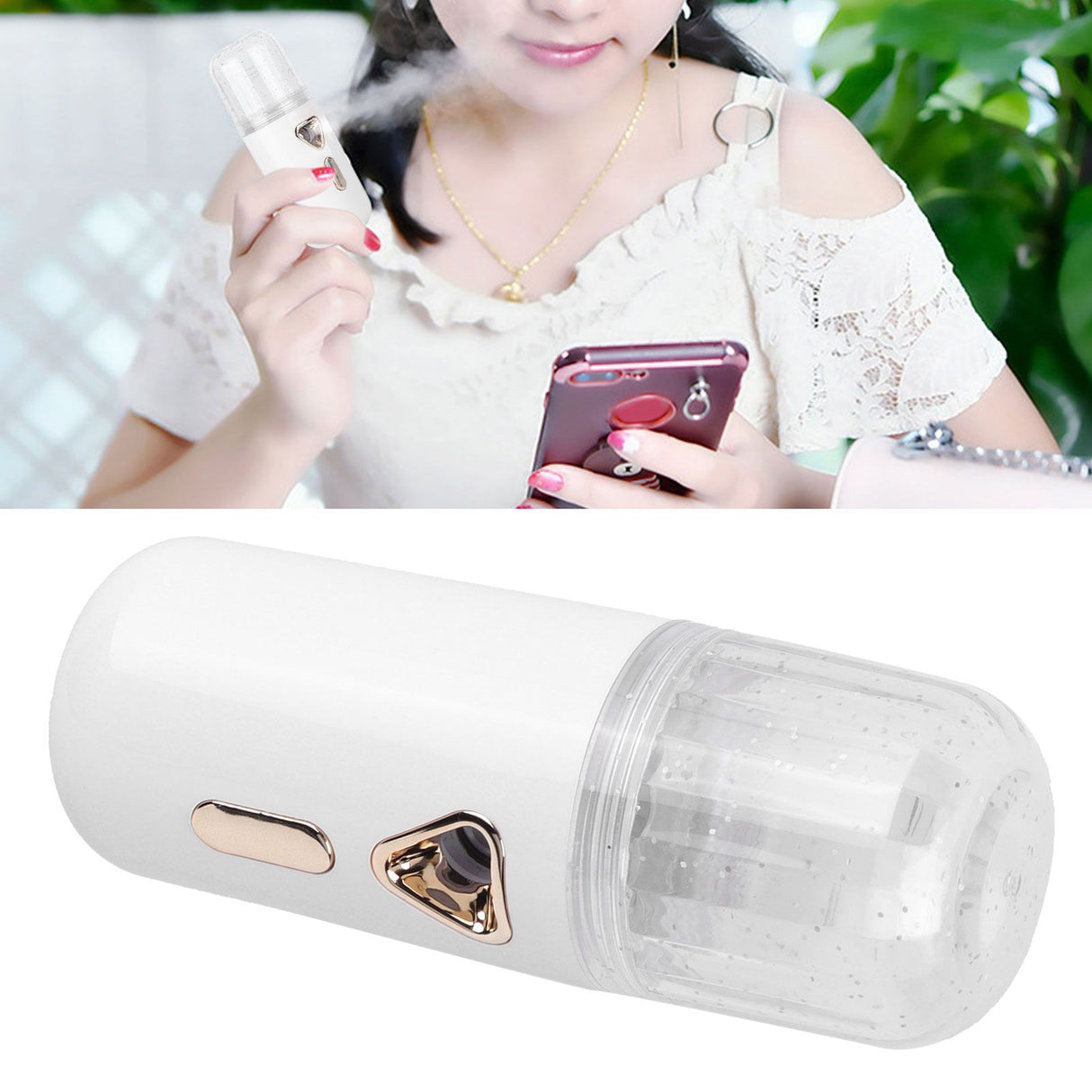 30ml Mini Facial Humidifier Portable Nano Atomization USB Charging Face Mist SprayerWhite