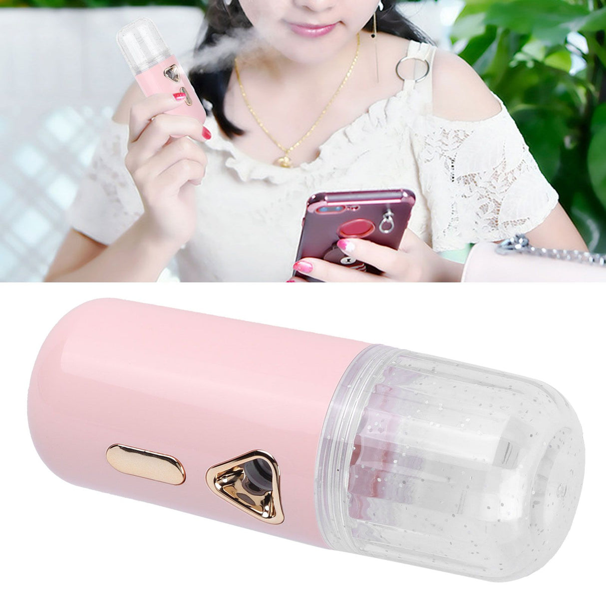 30ml Mini Facial Humidifier Portable Nano Atomization USB Charging Face Mist SprayerPink