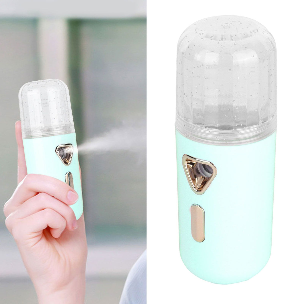 30ml Mini Facial Humidifier Portable Nano Atomization USB Charging Face Mist SprayerGreen