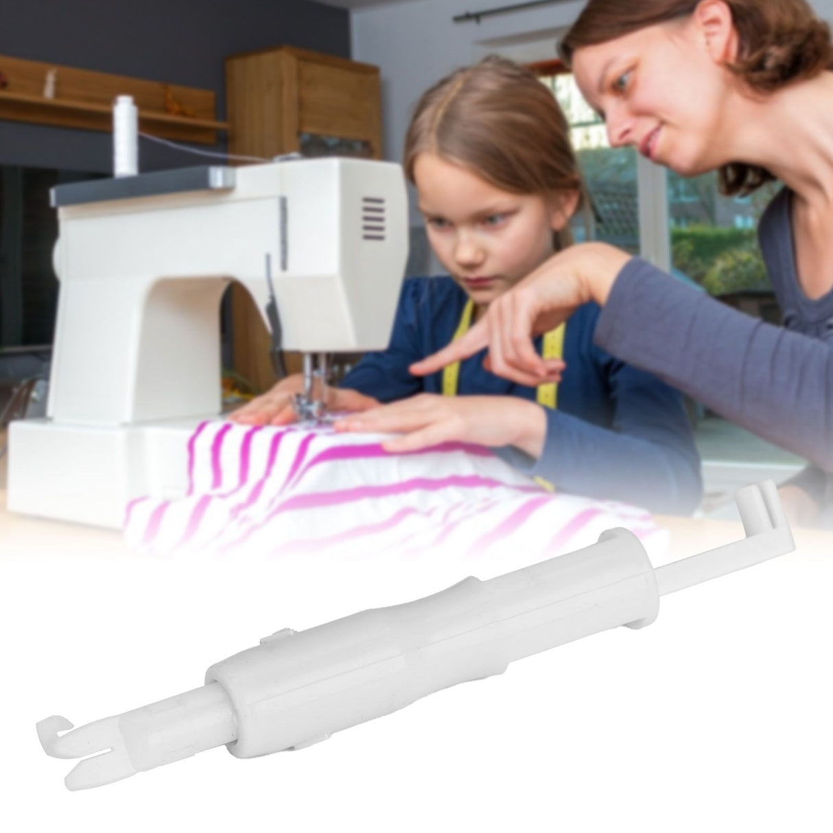 Household Needle Threader Multifunctional Automatic Needle Inserter for Sewing MachineWhite