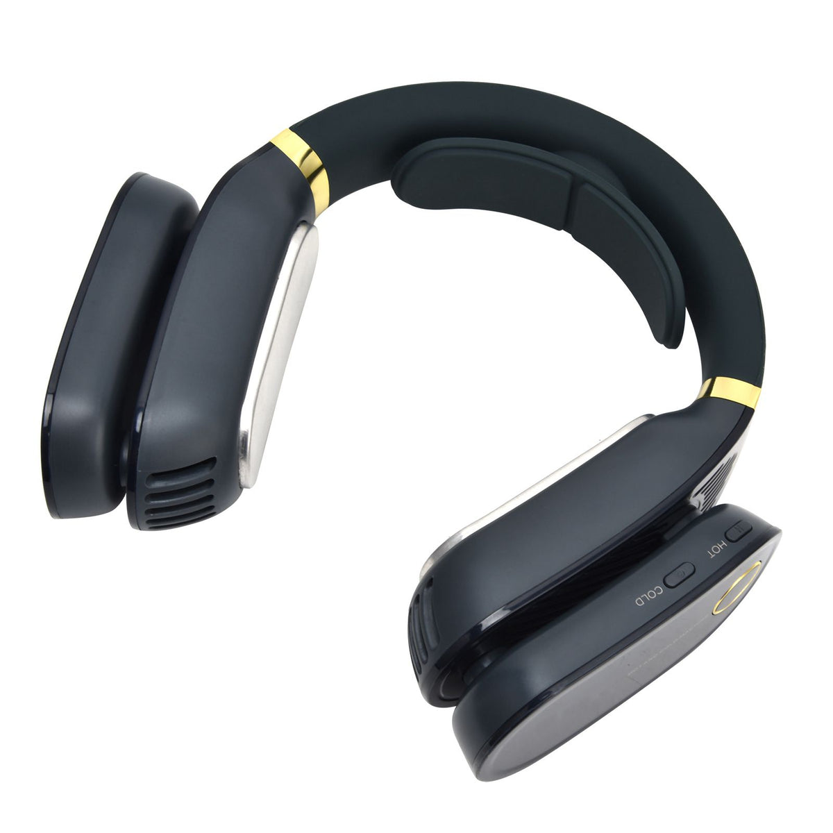 LED Neck Fan Hands Free Bladeless Fan with Heating and Cooling Function Low Noise Dual 3 Speeds for Traveling Hiking StudyBlue