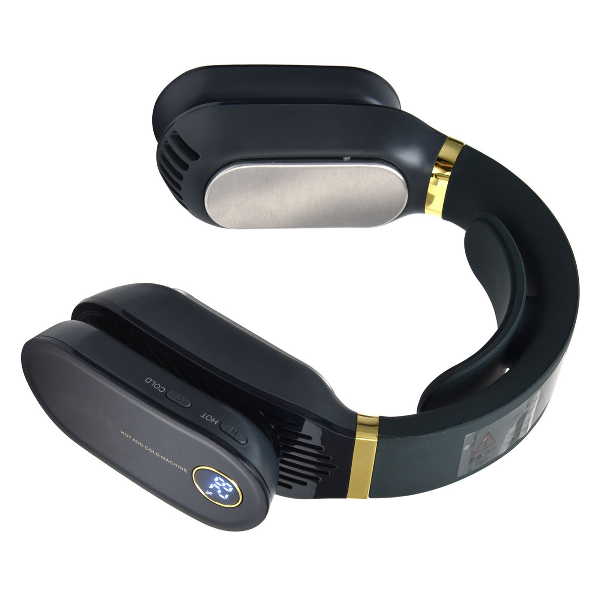LED Neck Fan Hands Free Bladeless Fan with Heating and Cooling Function Low Noise Dual 3 Speeds for Traveling Hiking StudyBlue