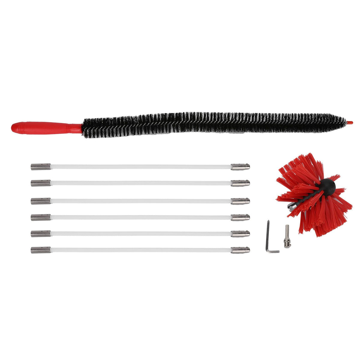 Chimney Brush Press Type Durable Nylon Soft Durable Small Size Inner Wall Cleaning Brush(Black New 410mmx 6 Rod A HEX Pole)
