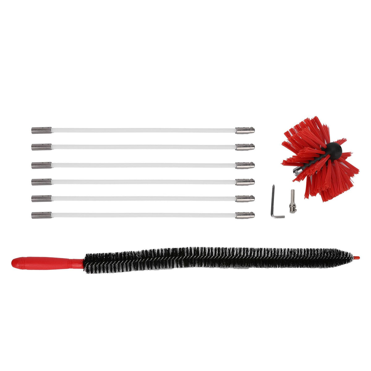 Chimney Brush Press Type Durable Nylon Soft Durable Small Size Inner Wall Cleaning Brush(Black New 410mmx 6 Rod A HEX Pole)