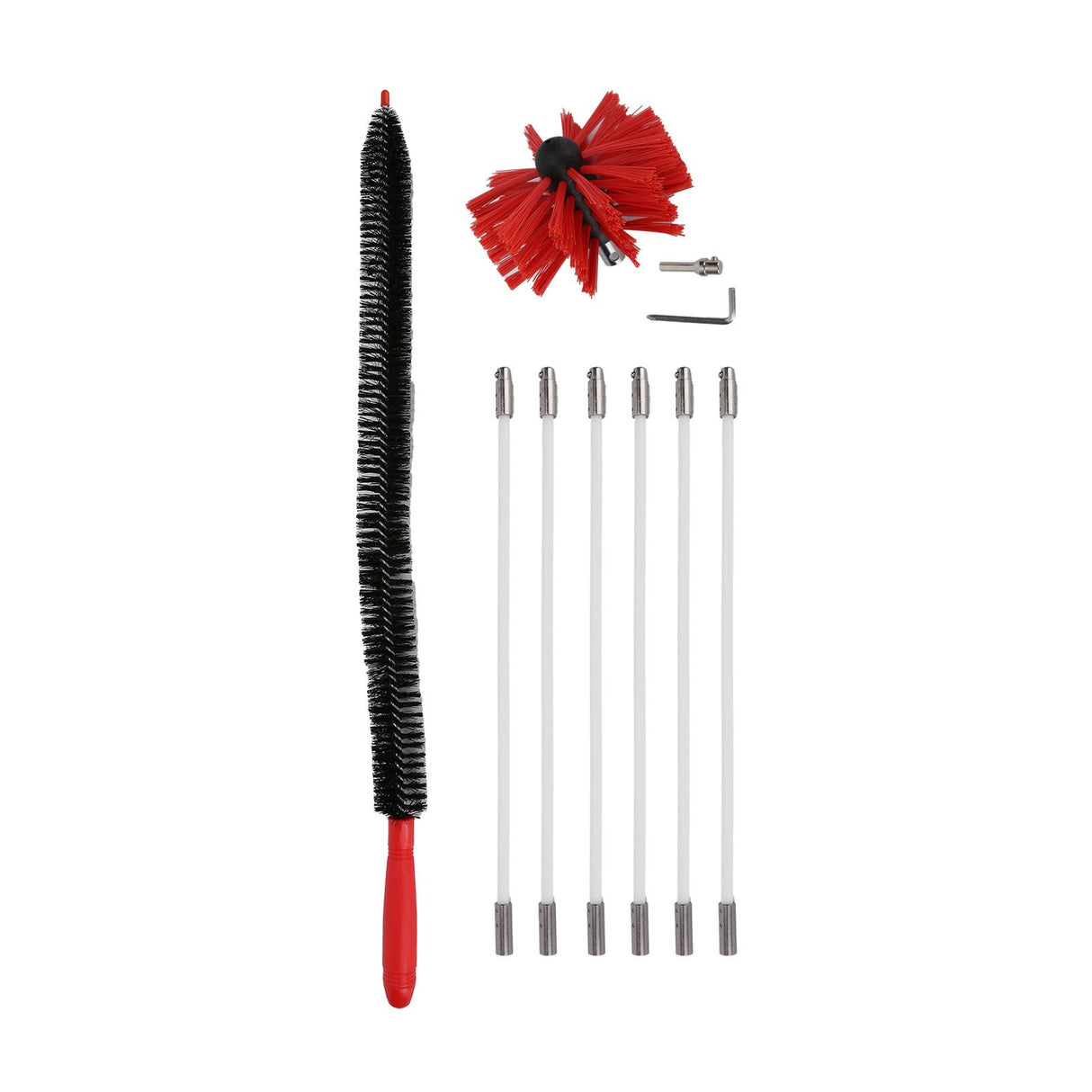 Chimney Brush Press Type Durable Nylon Soft Durable Small Size Inner Wall Cleaning Brush(Black New 410mmx 6 Rod A HEX Pole)