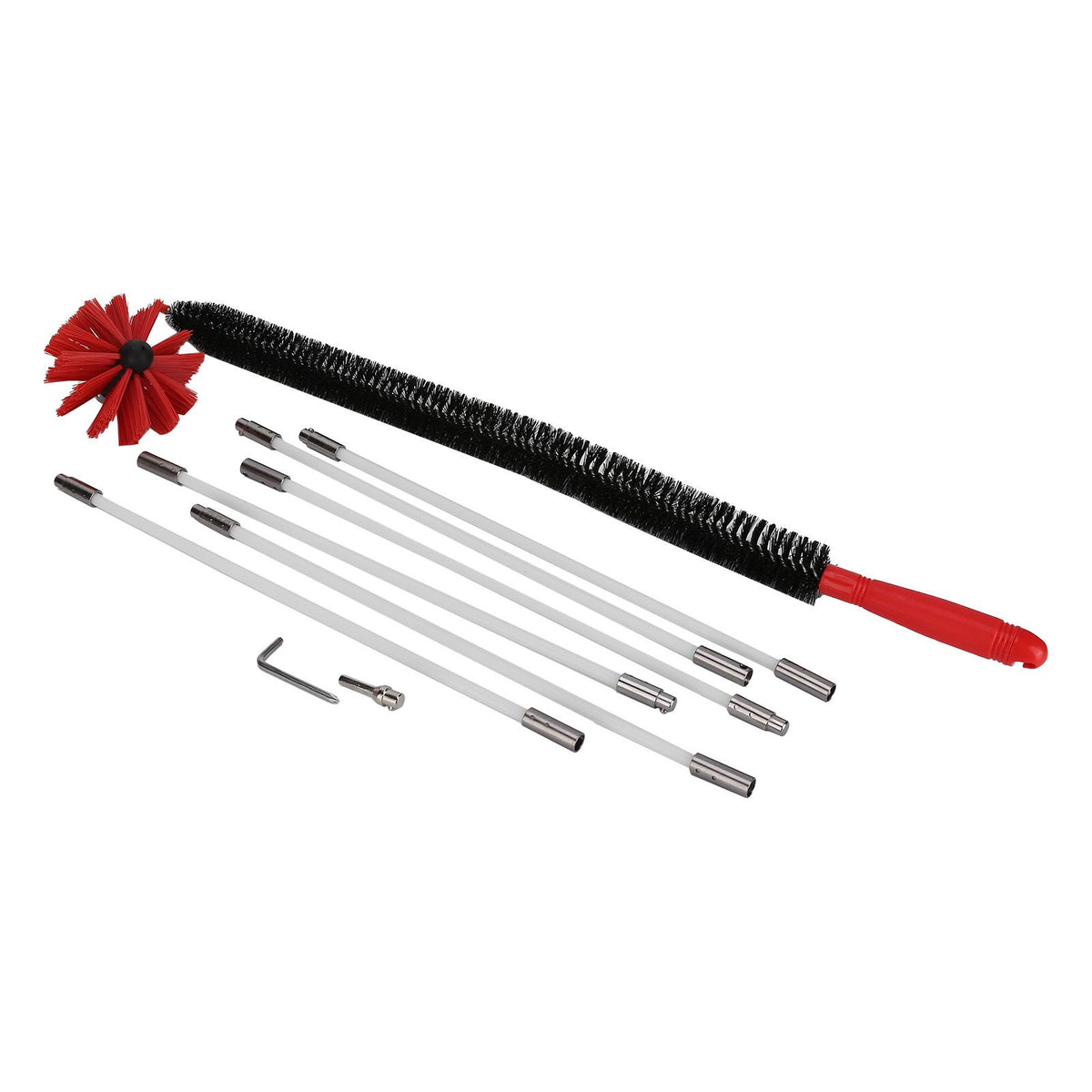 Chimney Brush Press Type Durable Nylon Soft Durable Small Size Inner Wall Cleaning Brush(Black New 410mmx 6 Rod A HEX Pole)