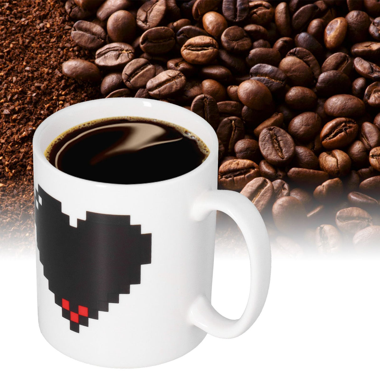 Ceramic Cup Heart Pattern Heat Sensitive Changing Color Mug for Home Office Restaurant Bar Use