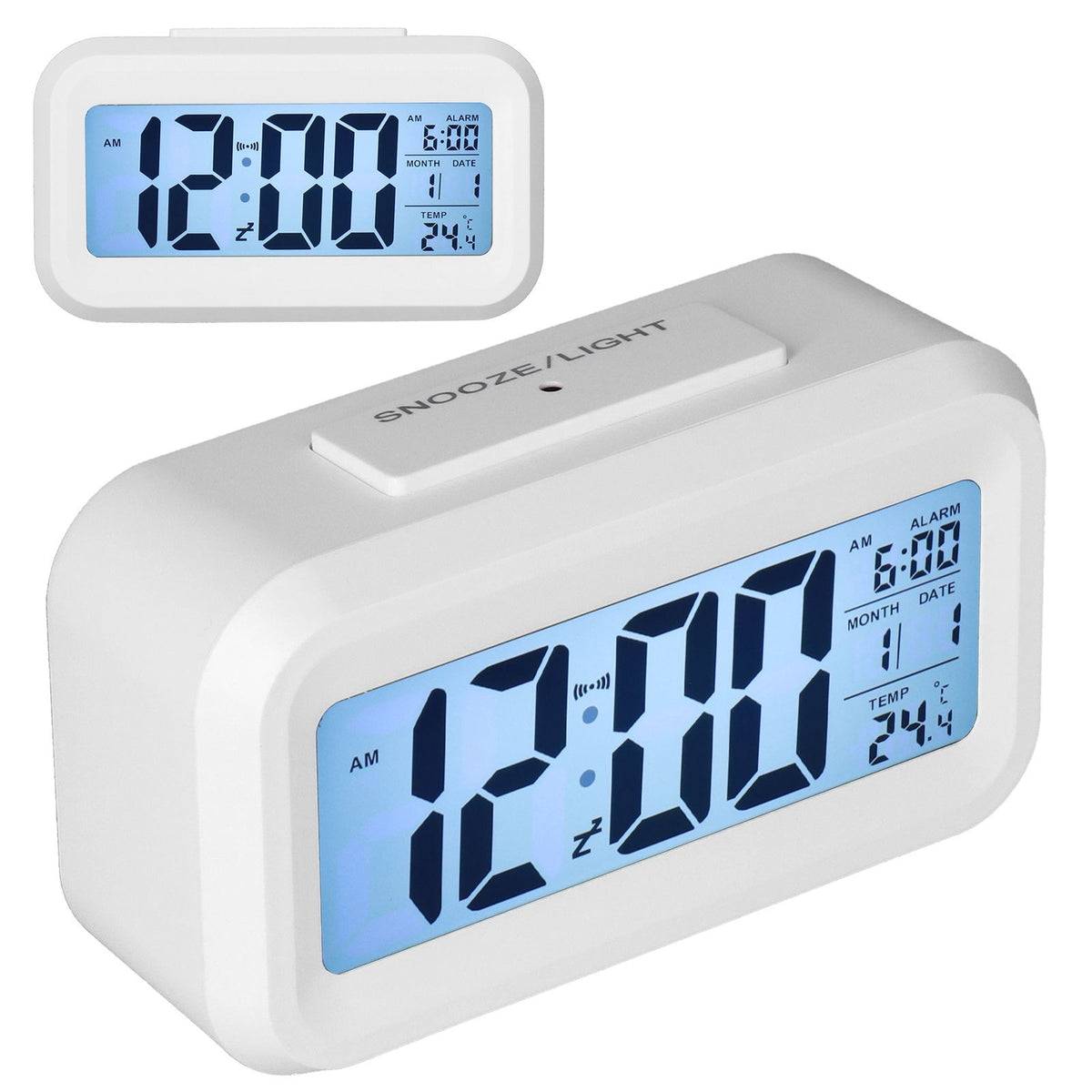 Digital Alarm Clock LED Large Display Electronic Night Light Snooze Function Alarm Clock for Bedroom Home OfficeWhite