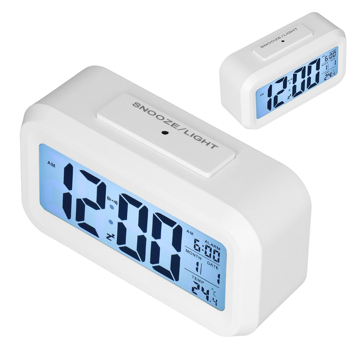 Digital Alarm Clock LED Large Display Electronic Night Light Snooze Function Alarm Clock for Bedroom Home OfficeWhite