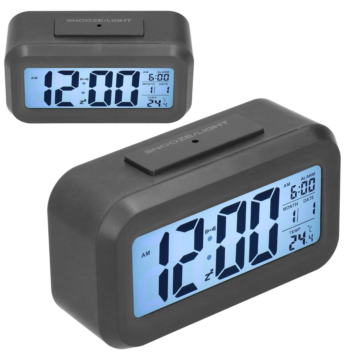 Digital Alarm Clock LED Large Display Electronic Night Light Snooze Function Alarm Clock for Bedroom Home OfficeBlack