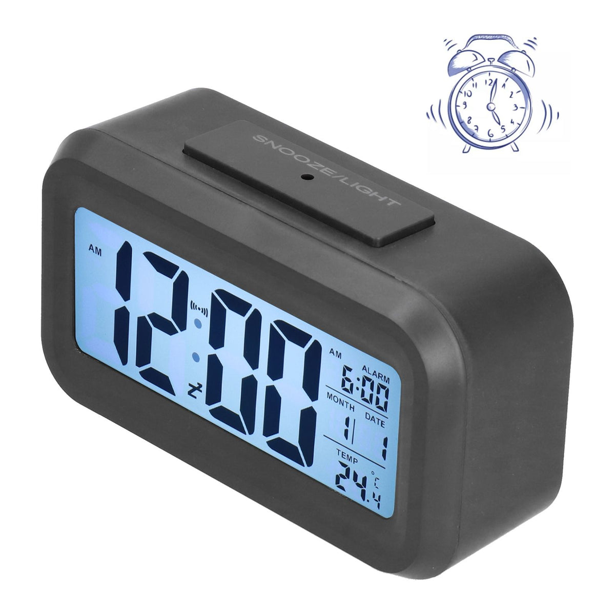 Digital Alarm Clock LED Large Display Electronic Night Light Snooze Function Alarm Clock for Bedroom Home OfficeBlack