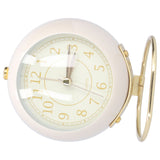 Alarm Clock Silent Non Ticking Metal Paint Power Saving Eye Protection Battery Operated Small Clock with Night LightBeige Gold