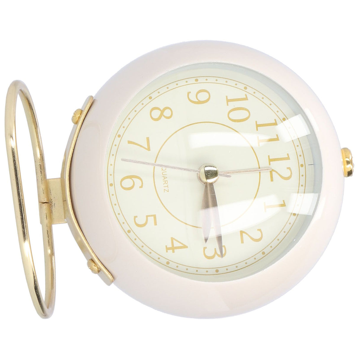 Alarm Clock Silent Non Ticking Metal Paint Power Saving Eye Protection Battery Operated Small Clock with Night LightBeige Gold
