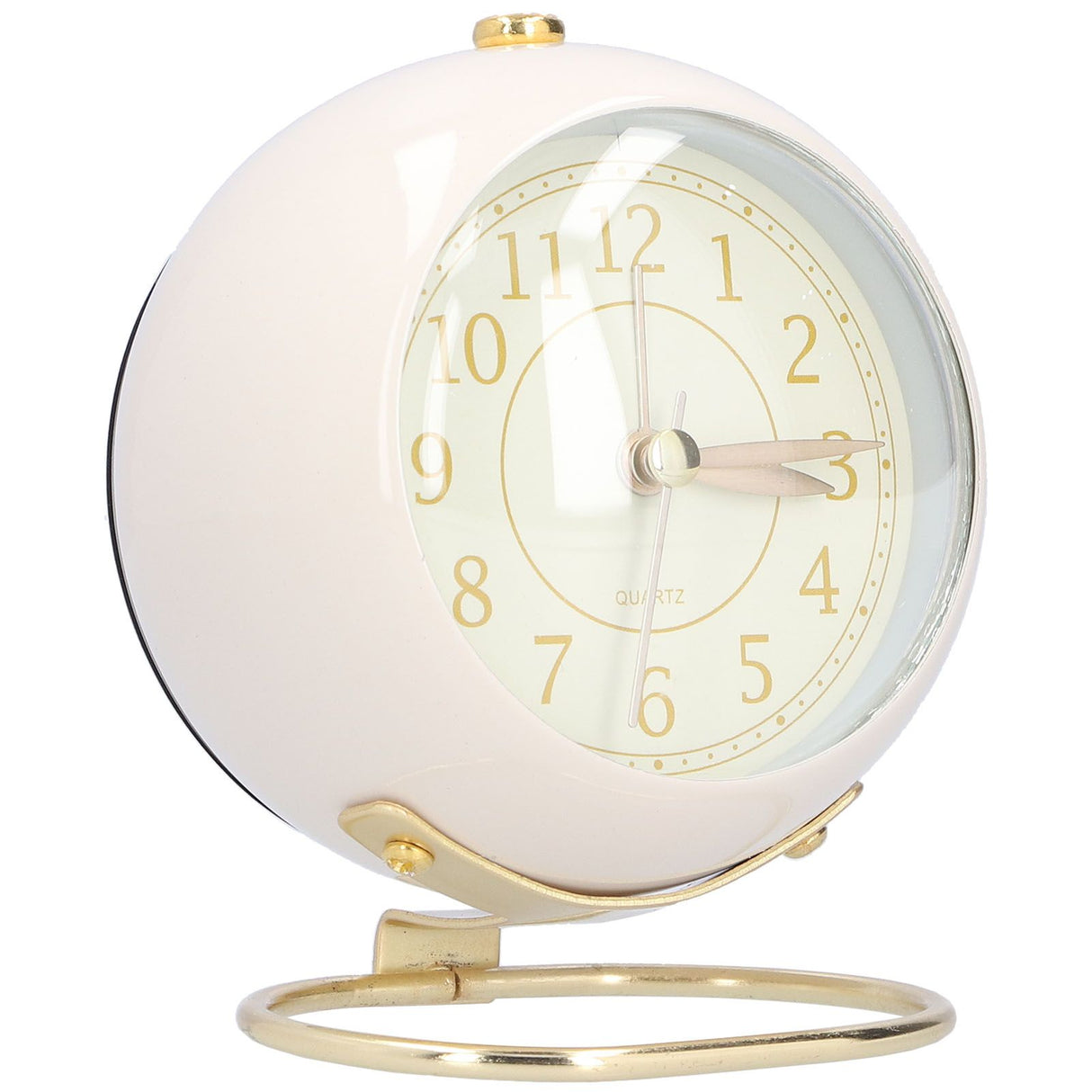 Alarm Clock Silent Non Ticking Metal Paint Power Saving Eye Protection Battery Operated Small Clock with Night LightBeige Gold
