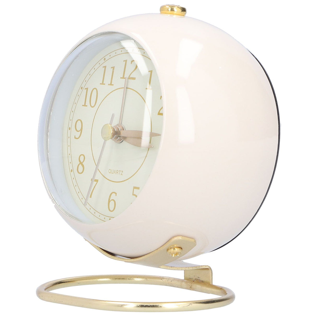 Alarm Clock Silent Non Ticking Metal Paint Power Saving Eye Protection Battery Operated Small Clock with Night LightBeige Gold