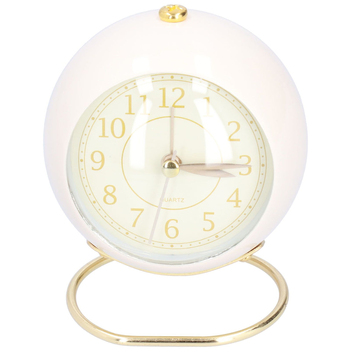 Alarm Clock Silent Non Ticking Metal Paint Power Saving Eye Protection Battery Operated Small Clock with Night LightBeige Gold