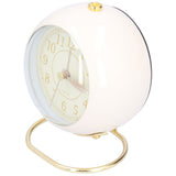 Alarm Clock Silent Non Ticking Metal Paint Power Saving Eye Protection Battery Operated Small Clock with Night LightBeige Gold