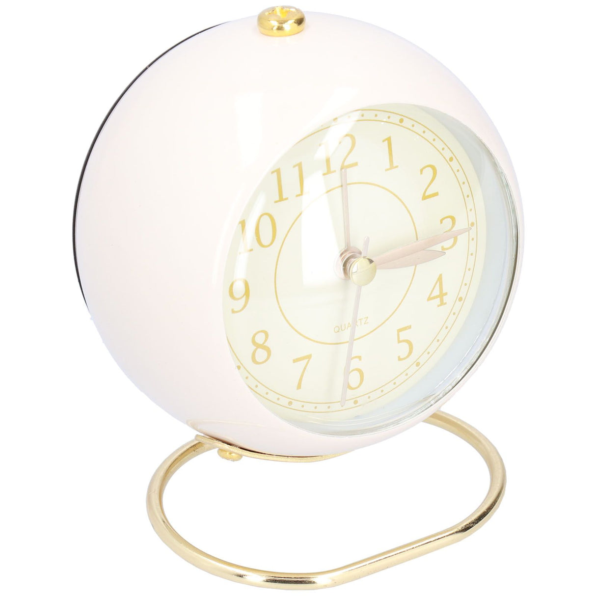 Alarm Clock Silent Non Ticking Metal Paint Power Saving Eye Protection Battery Operated Small Clock with Night LightBeige Gold