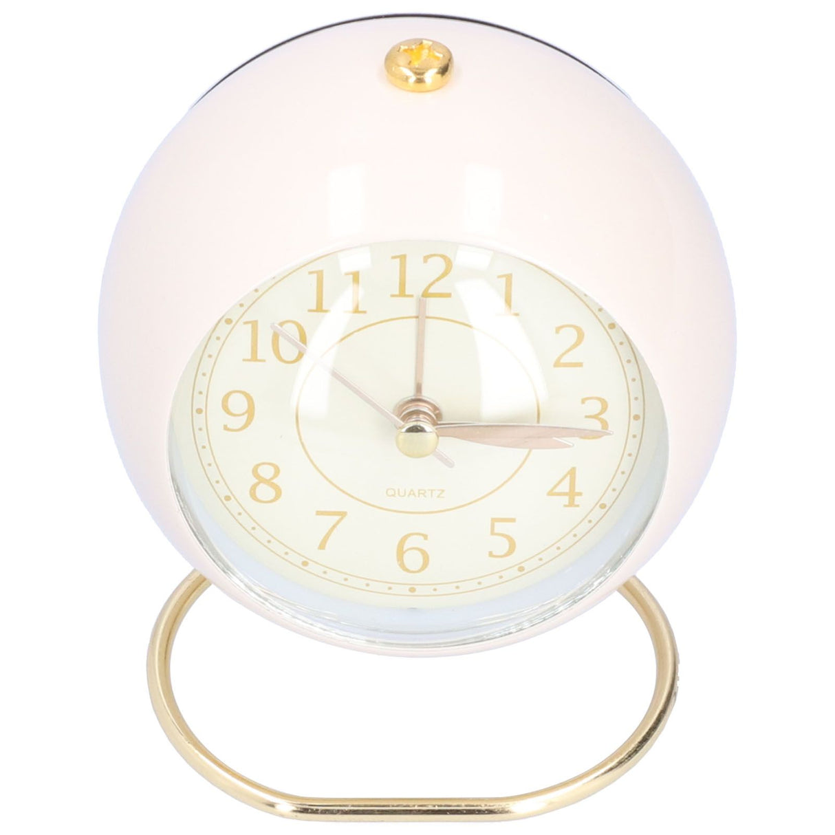 Alarm Clock Silent Non Ticking Metal Paint Power Saving Eye Protection Battery Operated Small Clock with Night LightBeige Gold