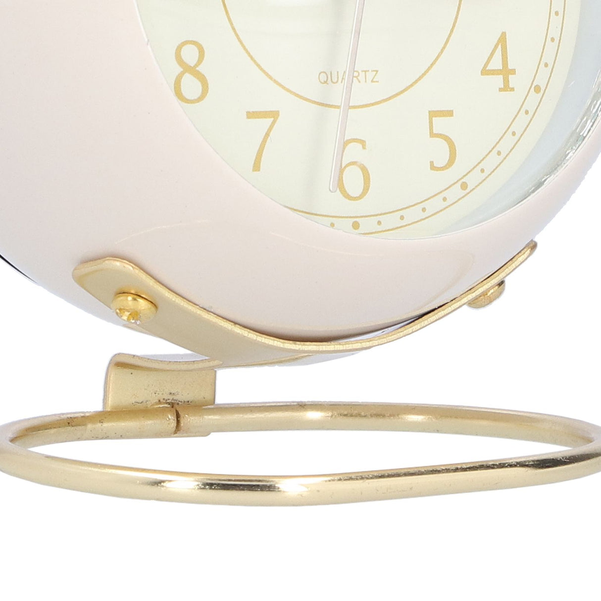 Alarm Clock Silent Non Ticking Metal Paint Power Saving Eye Protection Battery Operated Small Clock with Night LightBeige Gold