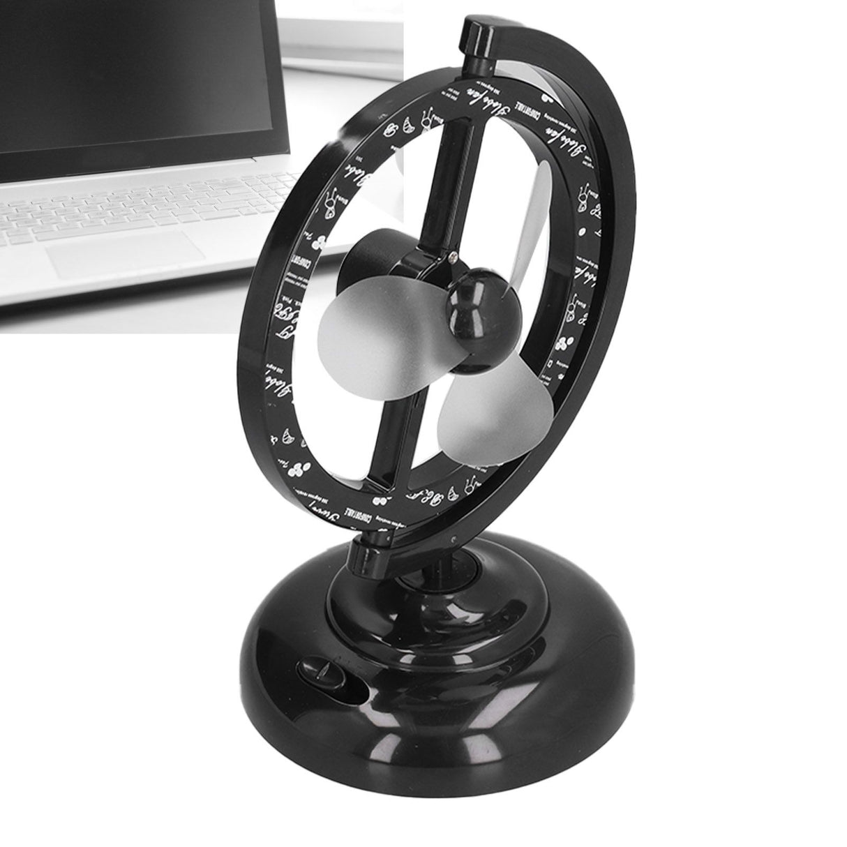 USB Fan Black Mini 90 Degree Free Rotation Strong Wind Cooling Equipment for Home Desk Office Table