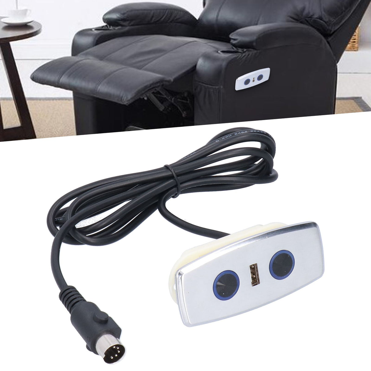 Electric Sofa Controller Zinc Alloy USB Port Power Recliner Hand Control for Lift Chairs