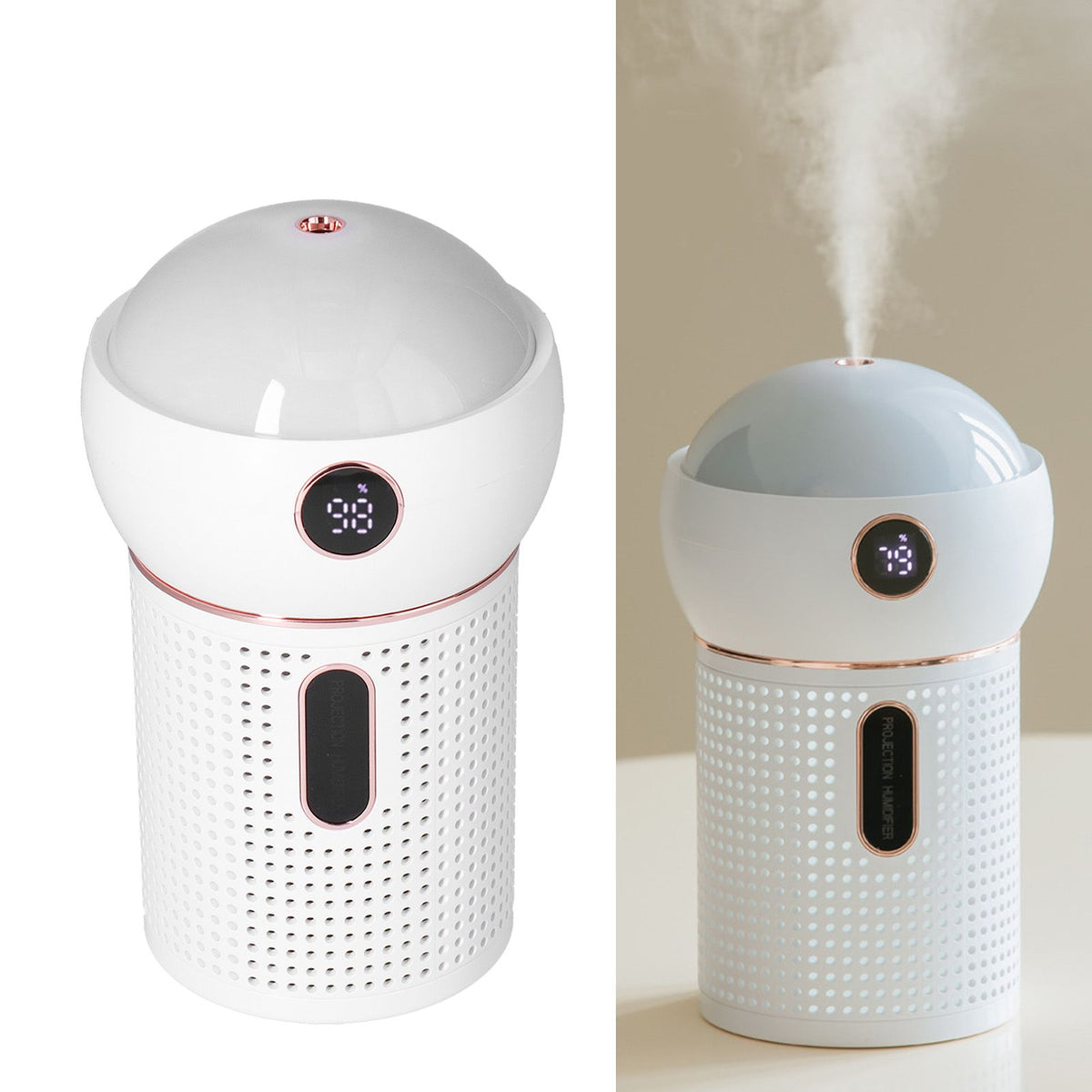 630ml Large Capacity Humidifier Single Spray 360° Projection Humidifier for Home Car USB ChargingWhite