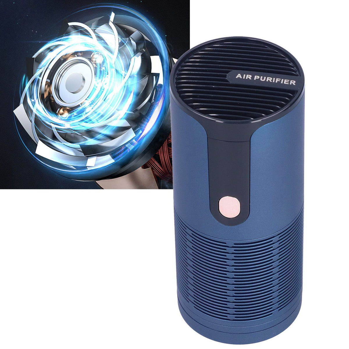 10 Million Negative Ion Air Purifier Portable Air Cleaner 3 Gear Adjustment for Home Car Accessories USB ChargingBlue