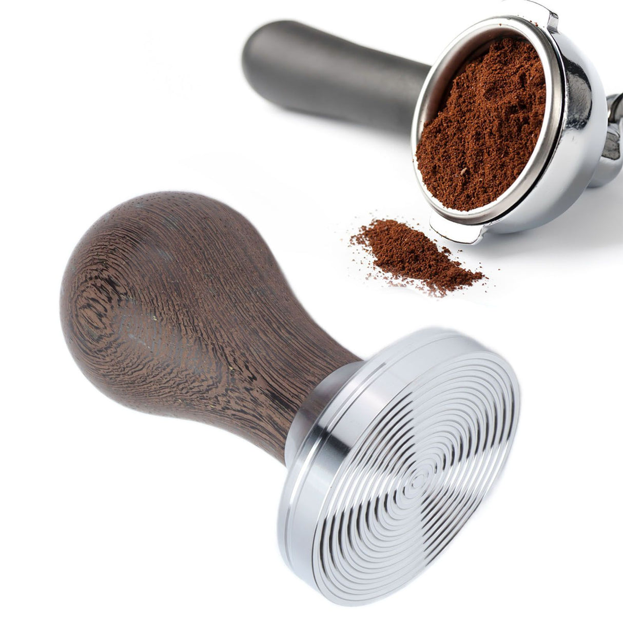 53mm Stainless Steel Coffee Tamper Wooden Handle Coffee Powder Hammer Press Tool Accessory
