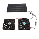 20W Solar Panel Fan Kit Heat Dissipation Ventilation Solar Powered Dual Fan with Switch for Chicken House Greenhouse Dog House - 45-Degree Angle