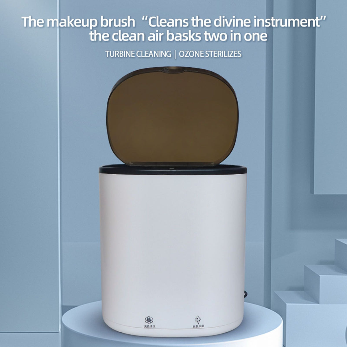 Electric Cosmetic Brush Cleaner 4.5L USB Turbo Blue Lights Cleaning One Key Control Makeup Brush Cleaner Dryer Machine for All Size Makeup Brush