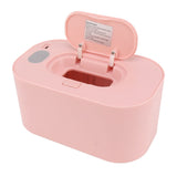 Wipe Warmer Wet Wipe Dispenser USB Powered Constant Temperature Large Capacity with Display Wipe Heater for Infants Pink - Front View