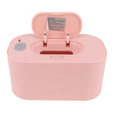Wipe Warmer Wet Wipe Dispenser USB Powered Constant Temperature Large Capacity with Display Wipe Heater for Infants Pink - Side View