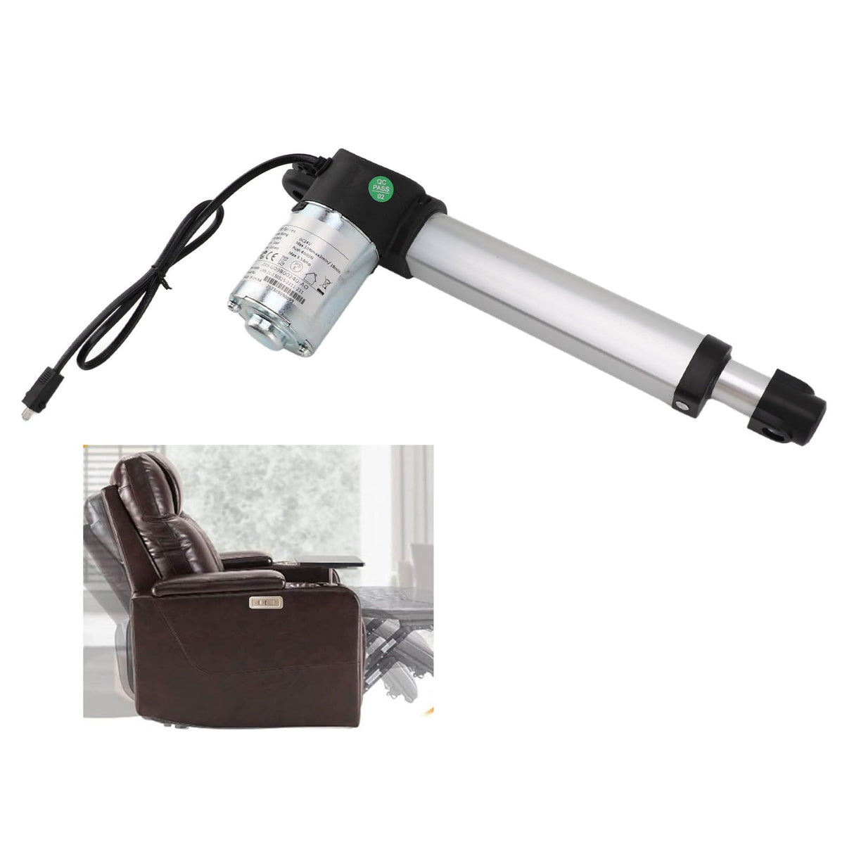 DC 24V 150mm Stroke Linear Actuator Maximum Load 4000N Heavy Duty Weather Resistant for Electric Sofa Massage Chair