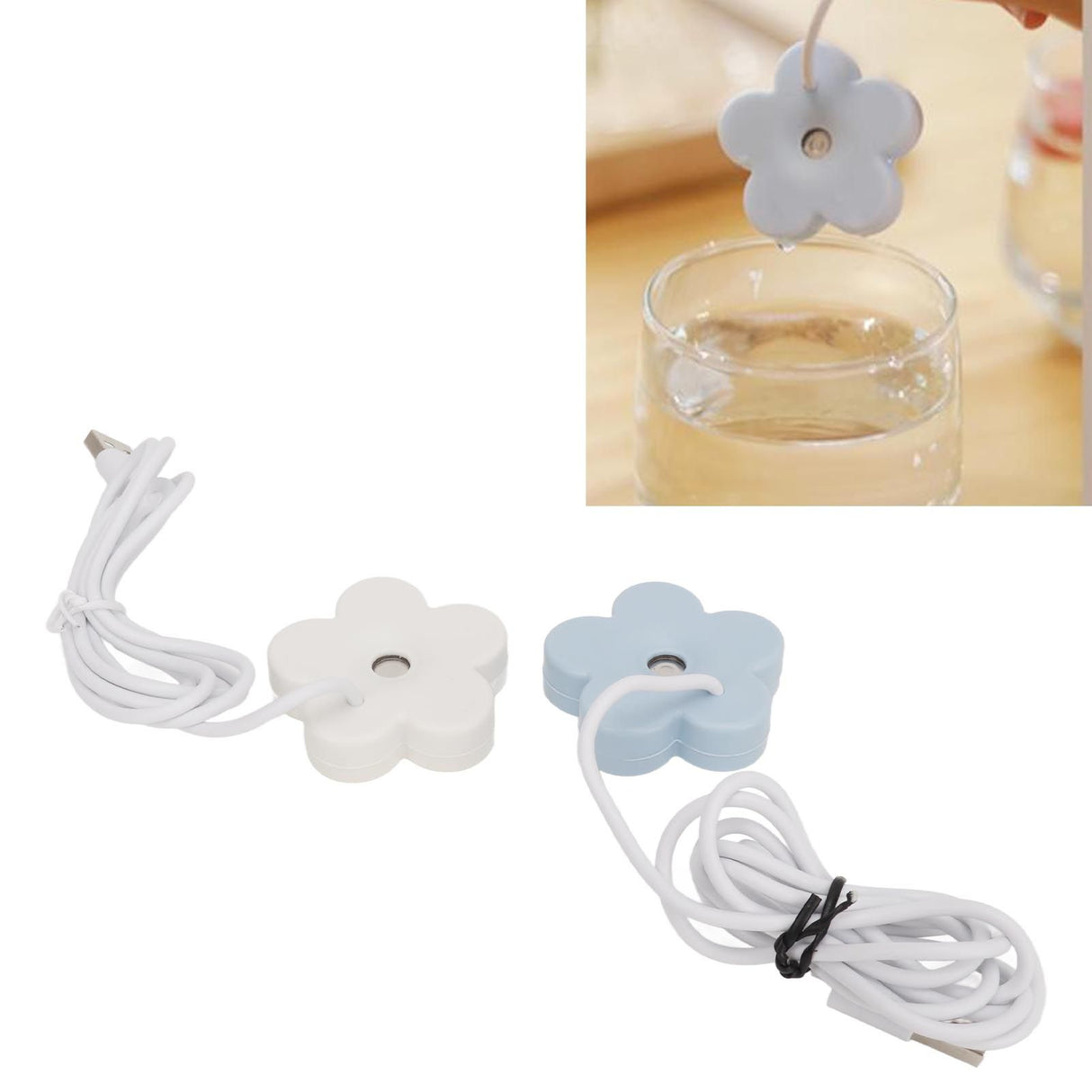 Small Flower USB Humidifier Creative Cute Atomization Mist Maker Portable Waterproof Air Humidifier White Blue