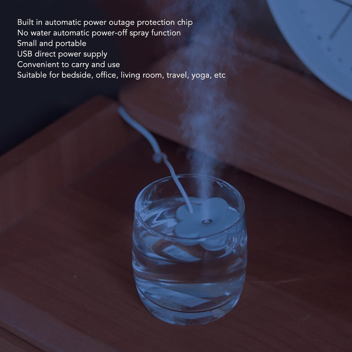 Small Flower USB Humidifier Creative Cute Atomization Mist Maker Portable Waterproof Air Humidifier White Blue