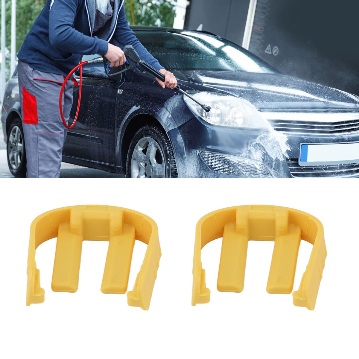 2 PCS Car Washer Quick Connector Buckle Lightweight ABS Power Washer C Clip Buckle for Karcher K2 K3 K7 Yellow