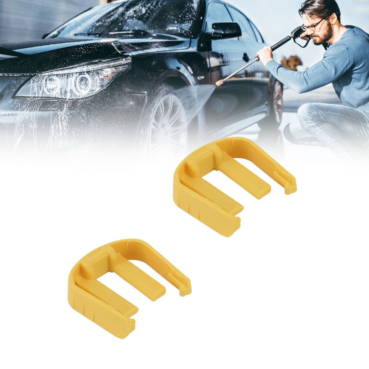 2 PCS Car Washer Quick Connector Buckle Lightweight ABS Power Washer C Clip Buckle for Karcher K2 K3 K7 Yellow