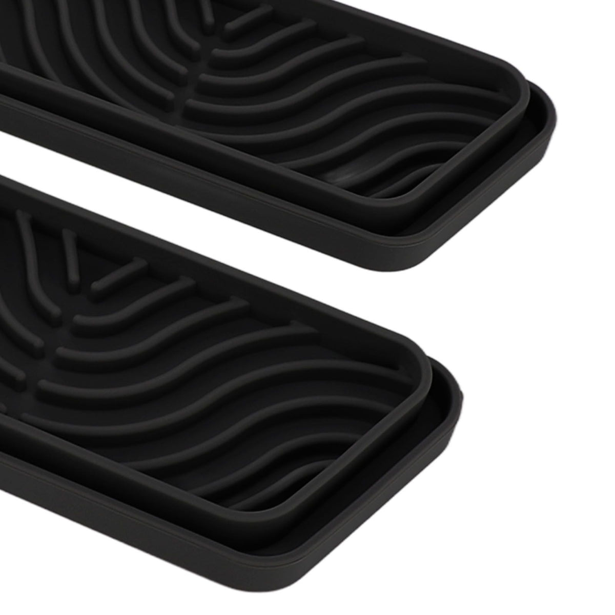 2Pcs Refrigerator Water Drip Tray Catcher Trapezoidal Silicone Refrigerator Drip Tray Catcher for GE for Samsung Black
