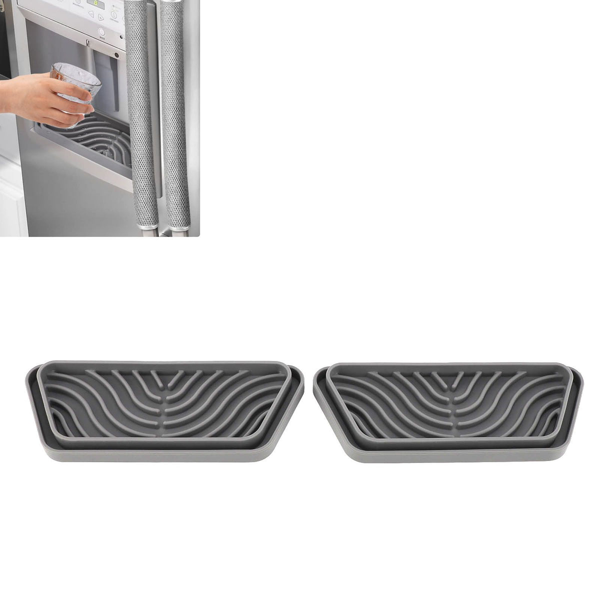 2Pcs Refrigerator Water Drip Tray Catcher Trapezoidal Silicone Refrigerator Drip Tray Catcher for GE for Samsung Grey