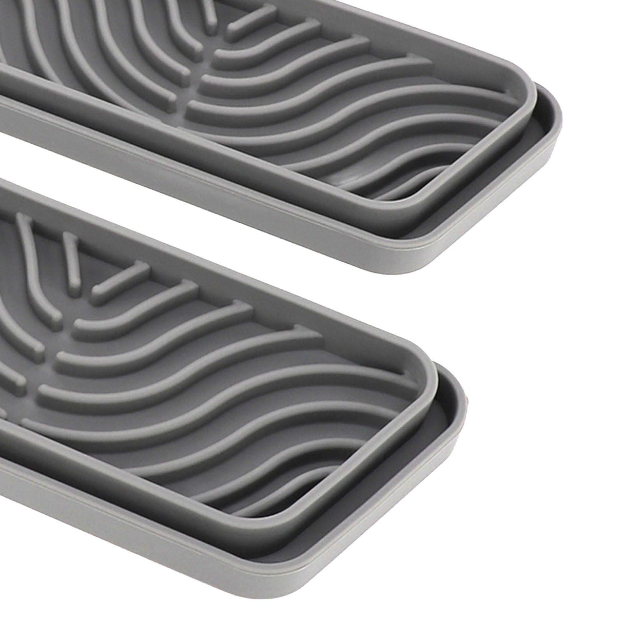 2Pcs Refrigerator Water Drip Tray Catcher Trapezoidal Silicone Refrigerator Drip Tray Catcher for GE for Samsung Grey