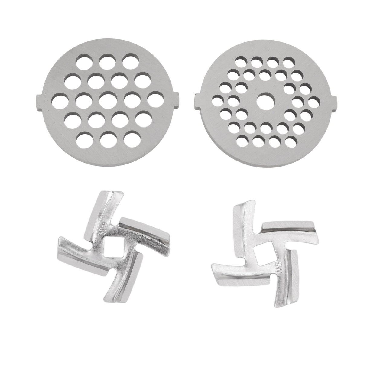 Stainless Steel Meat Grinder Plate Discs Grinding Blades for Food Grinder Attachment 2 Sharp Blades 2 Cutting Plates