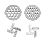 Stainless Steel Meat Grinder Plate Discs Grinding Blades for Food Grinder Attachment 2 Sharp Blades 2 Cutting Plates