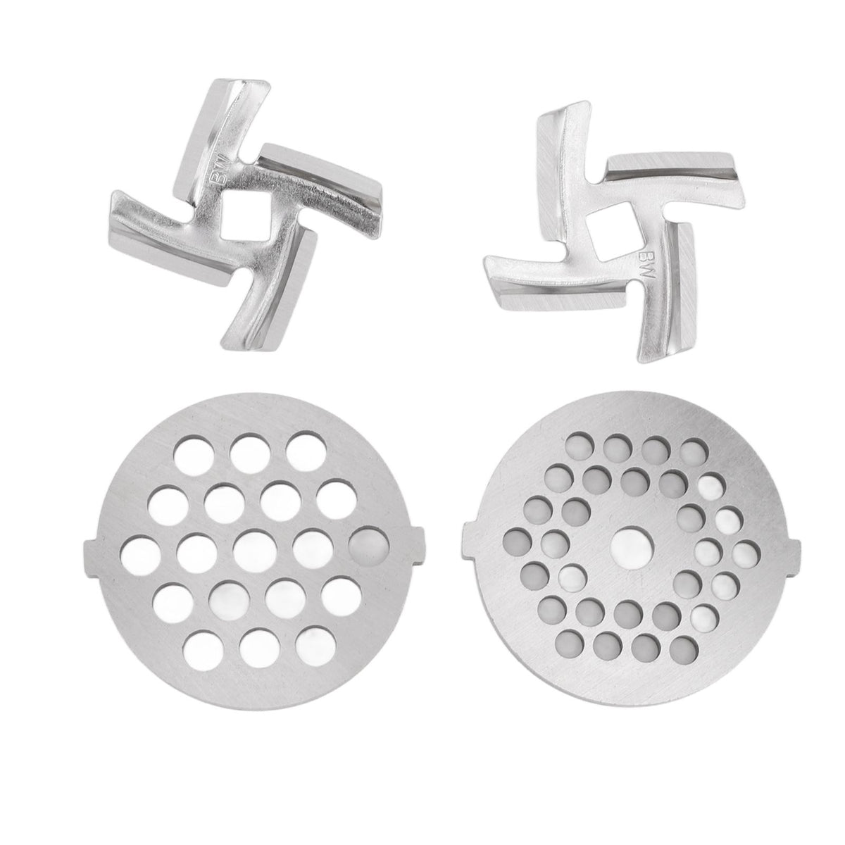 Stainless Steel Meat Grinder Plate Discs Grinding Blades for Food Grinder Attachment 2 Sharp Blades 2 Cutting Plates