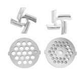 Stainless Steel Meat Grinder Plate Discs Grinding Blades for Food Grinder Attachment 2 Sharp Blades 2 Cutting Plates - Front View