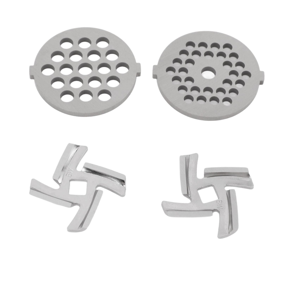 Stainless Steel Meat Grinder Plate Discs Grinding Blades for Food Grinder Attachment 2 Sharp Blades 2 Cutting Plates