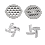 Stainless Steel Meat Grinder Plate Discs Grinding Blades for Food Grinder Attachment 2 Sharp Blades 2 Cutting Plates - Side View