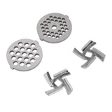 Stainless Steel Meat Grinder Plate Discs Grinding Blades for Food Grinder Attachment 2 Sharp Blades 2 Cutting Plates - Top-Down View