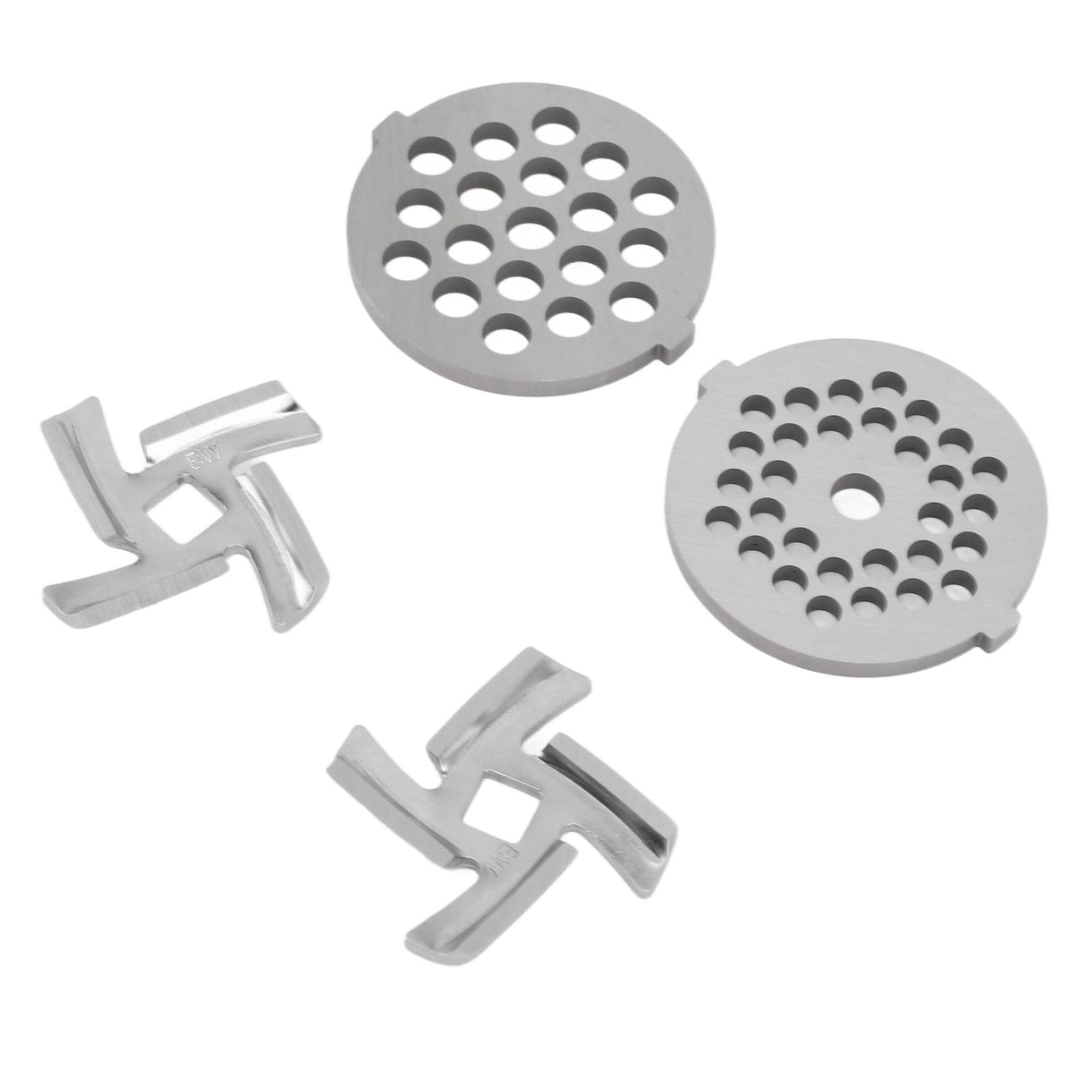 Stainless Steel Meat Grinder Plate Discs Grinding Blades for Food Grinder Attachment 2 Sharp Blades 2 Cutting Plates
