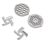 Stainless Steel Meat Grinder Plate Discs Grinding Blades for Food Grinder Attachment 2 Sharp Blades 2 Cutting Plates - 45-Degree Angle